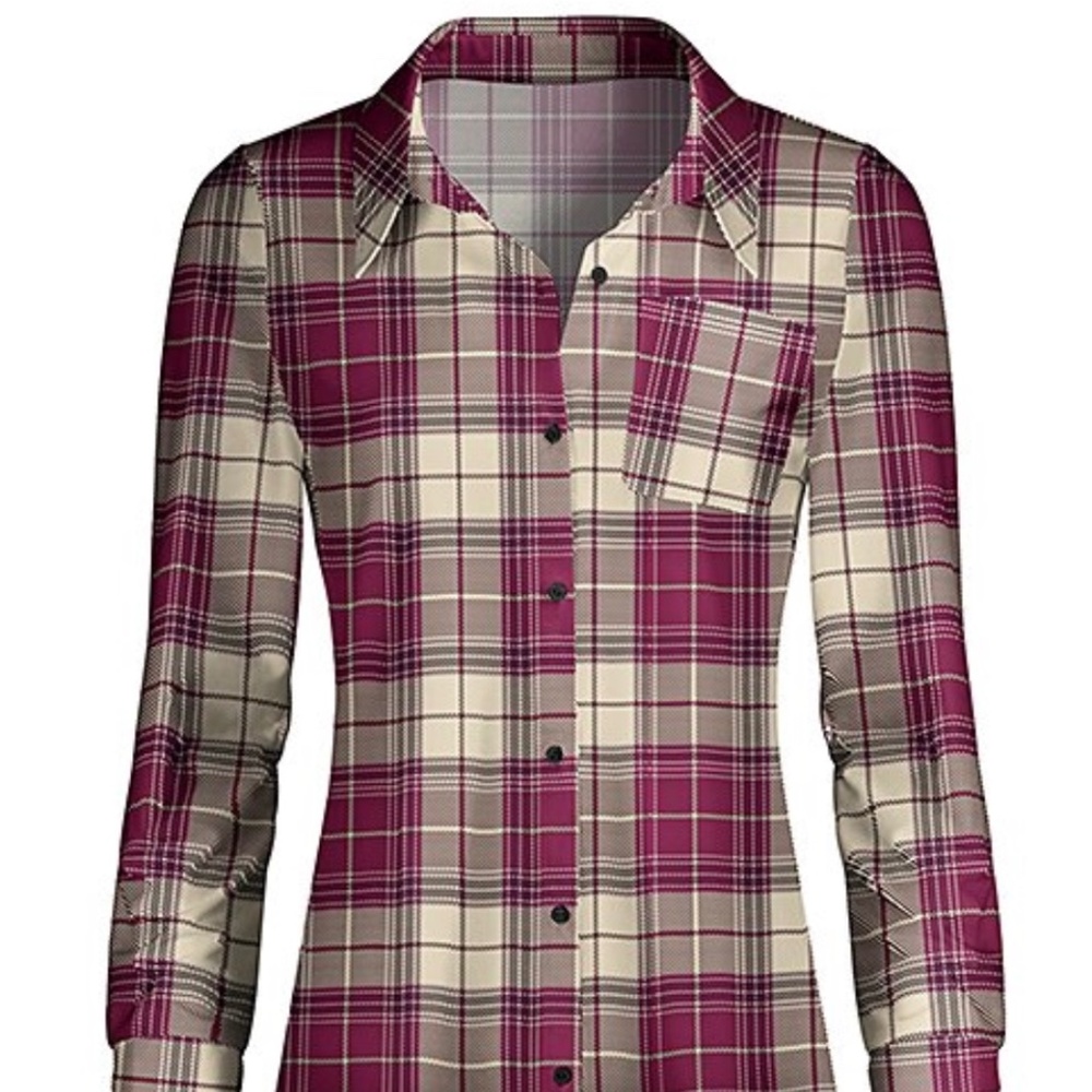 Plaid button tunic